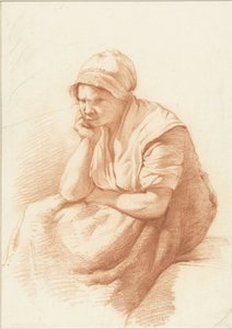Estudio de una mujer sentada con el brazo bajo la cabeza de Abraham Johannes Ruytenschildt