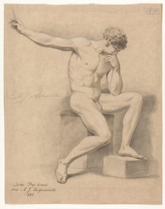 Desnudo masculino sentado, visto de frente (3er premio 1805) de Abraham Johannes Ruytenschildt