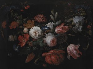 Una guirnalda de flores de Abraham Mignon