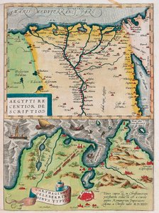 Descripción más reciente de Egipto. - Tipo del famoso golfo de Cartago. Mapa geográfico de Egipto con las ciudades del Nilo y Cartago (Túnez) de 