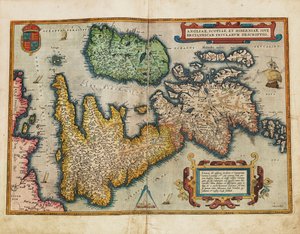 Angliae, Scotiae, et Hiberniae, sive Britannicar: Insularum descriptio (Inglaterra, Escocia e Irlanda, también conocidas como Islas Británicas) de Abraham Ortelius