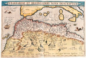 Barbariae y Biledulgerid, Nueva Descripción. Mapa geográfico del norte de África de 