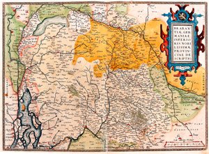 Descripción de la provincia más noble de Brabante, Alemania Inferior. Mapa geográfico del territorio al sur de los Países Bajos Germánicos (Kempeland) tomado de 