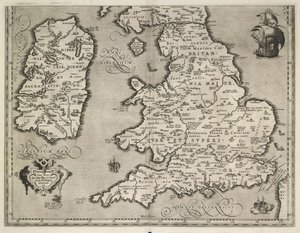 Mapa de Inglaterra, Gales e Irlanda, Theatrvm Orbis Terrarvm Por Abraham Ortelius de Abraham Ortelius
