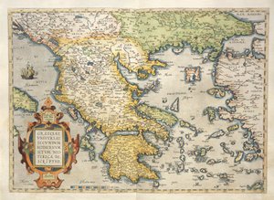 Mapa de Grecia, del Theatrum Orbis Terrarum de Abraham Ortelius de Abraham Ortelius
