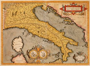 Mapa de Italia por Abraham Ortelius de Abraham Ortelius