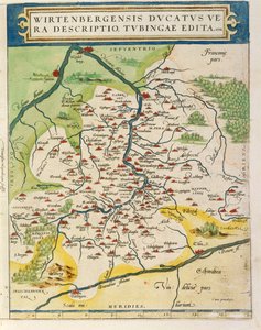 Mapa de Wurtemberg, de Theatrum Orbis Terrarum por Abraham Ortelius de Abraham Ortelius