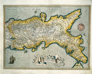 Mapa del Reino de Nápoles, Italia, de Theatrum Orbis Terrarum por Abraham Ortelius de Abraham Ortelius