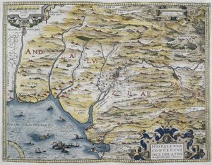 ORTELIUS, Abraham (1527-1598). Theatrum Orbis Terrarum. 1570. Se considera el primer atlas moderno. CHAVES, Jerónimo de (1523-1574). Matemático, astrónomo y navegante. Mapa de Andalucía occidental. Basado en el mapa de Hieronimus Chiaves (Jerónimo d
