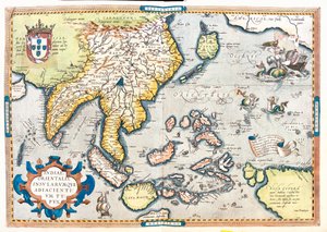Pakistán, India, Sri Lanka, Nepal, Bután, Bangladesh, sur de China, Birmania, Tailandia, Laos, Vietnam, Camboya, Malasia, Brunei, Indonesia, Filipinas, Taiwán, sur de Japón. de Abraham Ortelius