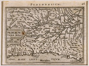 Regiones de Piamonte y Liguria Occidental. De Theatrum Orbis Terrarum por Abraham Ortelius de Abraham Ortelius
