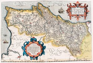 Mapa geográfico de Portugal del “Theatrum Orbis Terrarum” por Abraham Ortelius (Oertel, Ortell o Ortel) de Abraham Ortelius