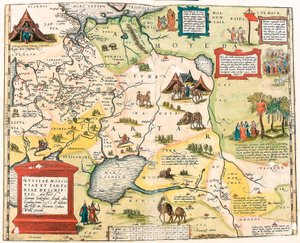 Russiae, Moscoviae y Tartariae descriptio. Auctore Antonio Ienkensono Anglo, edita Londini anno 1562 Mapa geográfico del territorio de Rusia de 