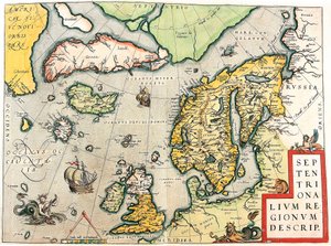 Descripción de las regiones septentrionales. Mapa geográfico de Escandinavia y el norte de Europa de 