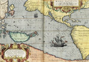 El Océano Pacífico, 1592 de Abraham Ortelius