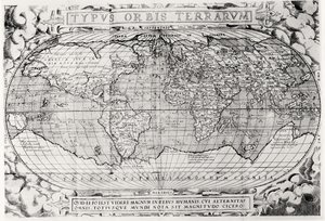 Typus Orbis Terrarum, mapa del mundo, 1577 de Abraham Ortelius
