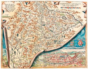Urbis Salisburgensis genuina descriptio Mapa geográfico del territorio de Salzburgo en Austria de “Theatrum Orbis Terrarum” por Abraham Ortelius de Abraham Ortelius