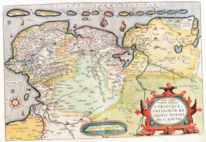 Descripción más reciente de la región de Frisia. Mapa geográfico del territorio de los Países Bajos con las ciudades de Groningen y Leeuwarden... tomado de 