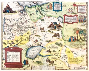 Oeste de Rusia, sureste de Turquía, Armenia, Azerbaiyán, norte de Irán, Turkmenistán, Uzbekistán, oeste de Kazajstán. de Abraham Ortelius