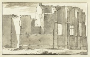 Vista de las ruinas del coro de la Grote Kerk en Zandvoort de Abraham Rademaker