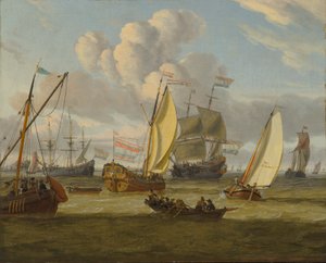 Holandés: Varios barcos en una brisa fresca Navegando en un estuario de Abraham Storck