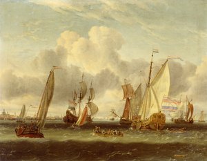 Embarcaciones en el IJ en el puerto de Ámsterdam