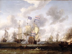 El "Golden Leeuw" contra el "The Royal Prince" en la batalla del Texel