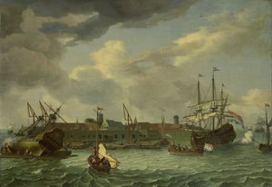La isla de Onrust cerca de Batavia de Abraham Storck