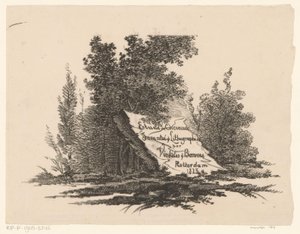 piedra en el paisaje Etude de Chevaux (título de la serie sobre el objeto) de Abraham Vinkeles