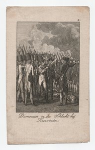 Dumouriez en la batalla de Neerwinden, hacia 1795 (grabado)