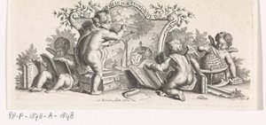 Cuatro amorcillos estudiando y pintando de Abraham Zeeman