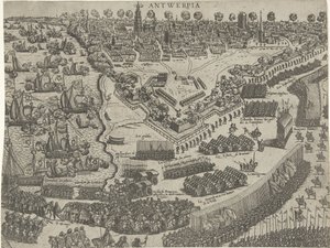 Llegada del Duque de Anjou a Amberes y Recepción del Príncipe de Orange, 1582 de Abraham de Bruyn (attributed to)