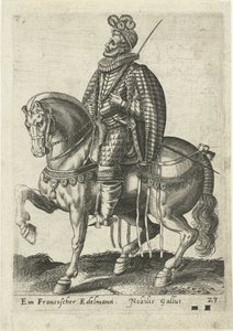 noble francés a caballo de Abraham de Bruyn (attributed to)