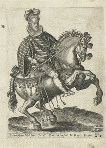 Retrato de François, duque de Anjou a caballo de Abraham de Bruyn (attributed to)