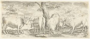 Vacas, un toro y un buey Animales (título de la serie) de Abraham de Bruyn (possibly)