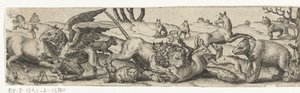 Animales de combate en un paisaje. de Abraham de Bruyn