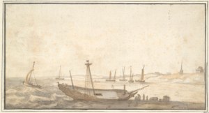 Playa con barcos cerca de Scheveningen de Abraham de Verwer