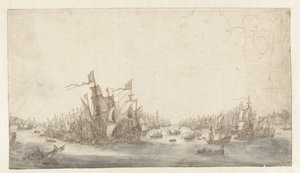 La batalla naval de Duins de Abraham de Verwer