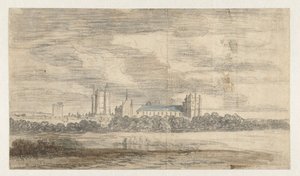 Vista del castillo de Vincennes, detrás de una hilera de árboles de Abraham de Verwer