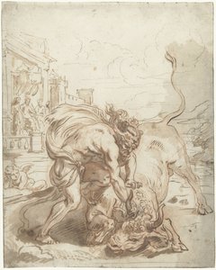 Hércules vence a Acheloüs en forma de toro de Abraham van Diepenbeeck