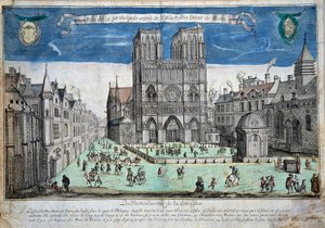 Vista del parvis Notre-Dame en París Grabado de Abraham Van Merlen (1579-1650). 1640 París. Museo de Notre-Dame de Abraham van Merlen
