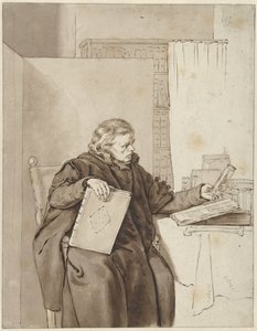 Retrato de un anciano en una sala de estudio de Abraham van Strij (I)