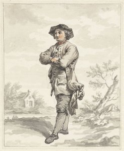Hombre de pie, con los brazos cruzados, mirando hacia la izquierda de Abraham van Strij (I)