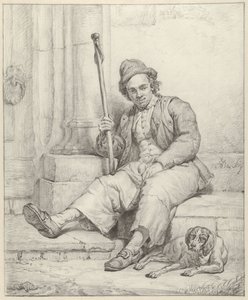 Hombre sentado con perro de Abraham van Strij (I)