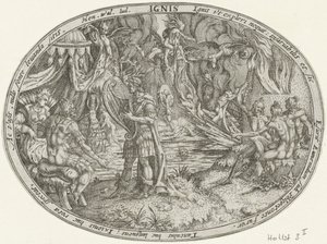 Orfeo en el inframundo: el elemento del fuego Ignis (título sobre objeto) Los cuatro elementos (título de la serie) de Abraham van den Hecken