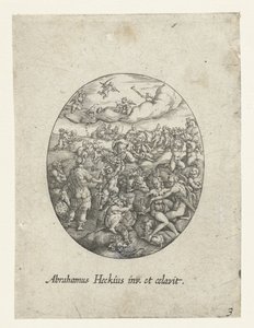 Óvalo con los dioses olímpicos en las nubes Konstbuchlein the goldsmiths official (título de la serie) de Abraham van den Hecken