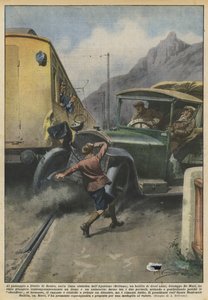 En el paso a nivel de Sedico, en la línea eléctrica de Agordino (Belluno), un joven de Achille Beltrame