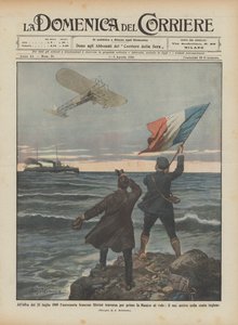Al amanecer del 25 de julio de 1909 el aeronauta francés Blériot cruza por primera vez el Canal de la Mancha en vuelo de Achille Beltrame