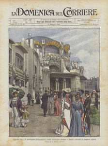 Apertura de la I Exposición Internacional de Arte Decorativo Moderno en Turín, frente a la Rotonda de Honor