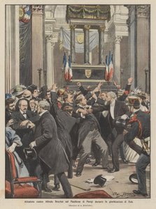 Atentado contra Alfredo Dreyfus en el Panteón de París durante la glorificación de Zola de Achille Beltrame